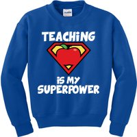 Teaching Is My Superpower Apple Crest Kids Sweatshirt