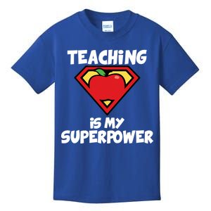 Teaching Is My Superpower Apple Crest Kids T-Shirt