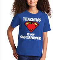 Teaching Is My Superpower Apple Crest Kids T-Shirt