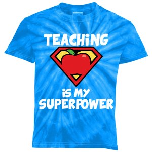 Teaching Is My Superpower Apple Crest Kids Tie-Dye T-Shirt