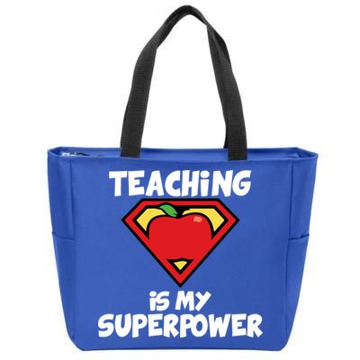 Teaching Is My Superpower Apple Crest Zip Tote Bag