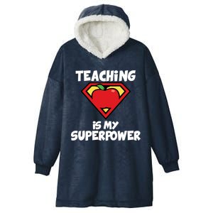 Teaching Is My Superpower Apple Crest Hooded Wearable Blanket