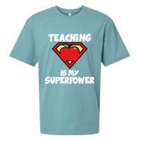 Teaching Is My Superpower Apple Crest Sueded Cloud Jersey T-Shirt