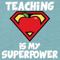 Teaching Is My Superpower Apple Crest Sueded Cloud Jersey T-Shirt