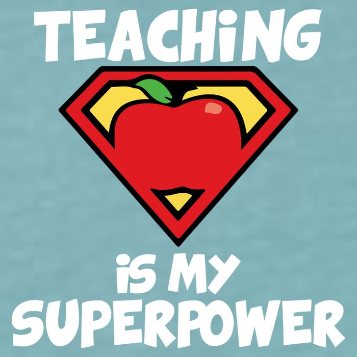 Teaching Is My Superpower Apple Crest Sueded Cloud Jersey T-Shirt