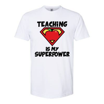 Teaching Is My Superpower Apple Crest Softstyle CVC T-Shirt