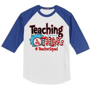 Teaching Is My Thing Teacher Squad Funny Kids Colorblock Raglan Jersey