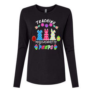 Teaching My Favorite Peeps Cute Easter Bunnies Womens Cotton Relaxed Long Sleeve T-Shirt