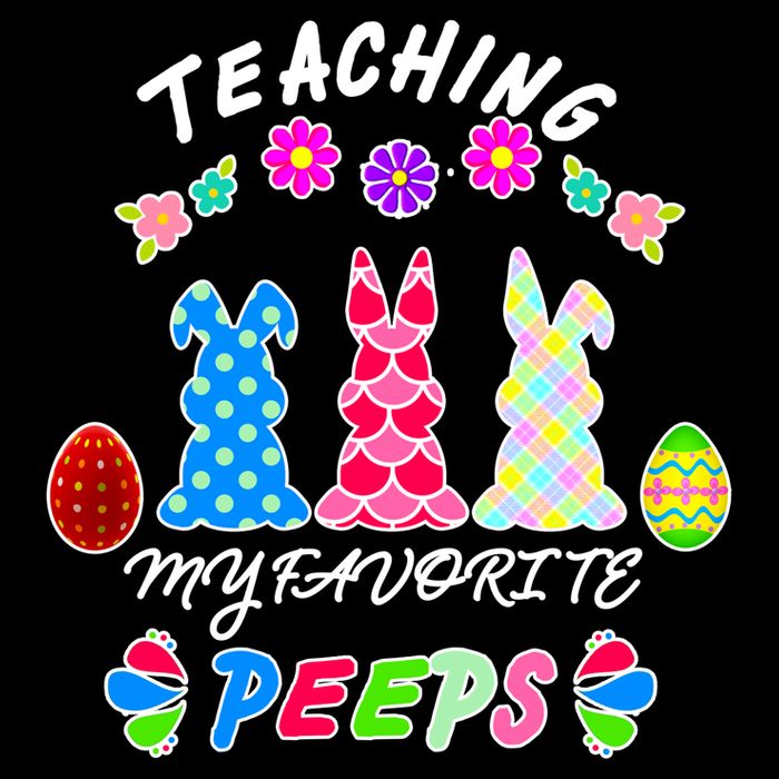 Teaching My Favorite Peeps Cute Easter Bunnies Cropped Pullover Crew
