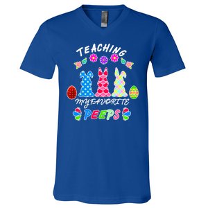 Teaching My Favorite Peeps Cute Easter Bunnies V-Neck T-Shirt