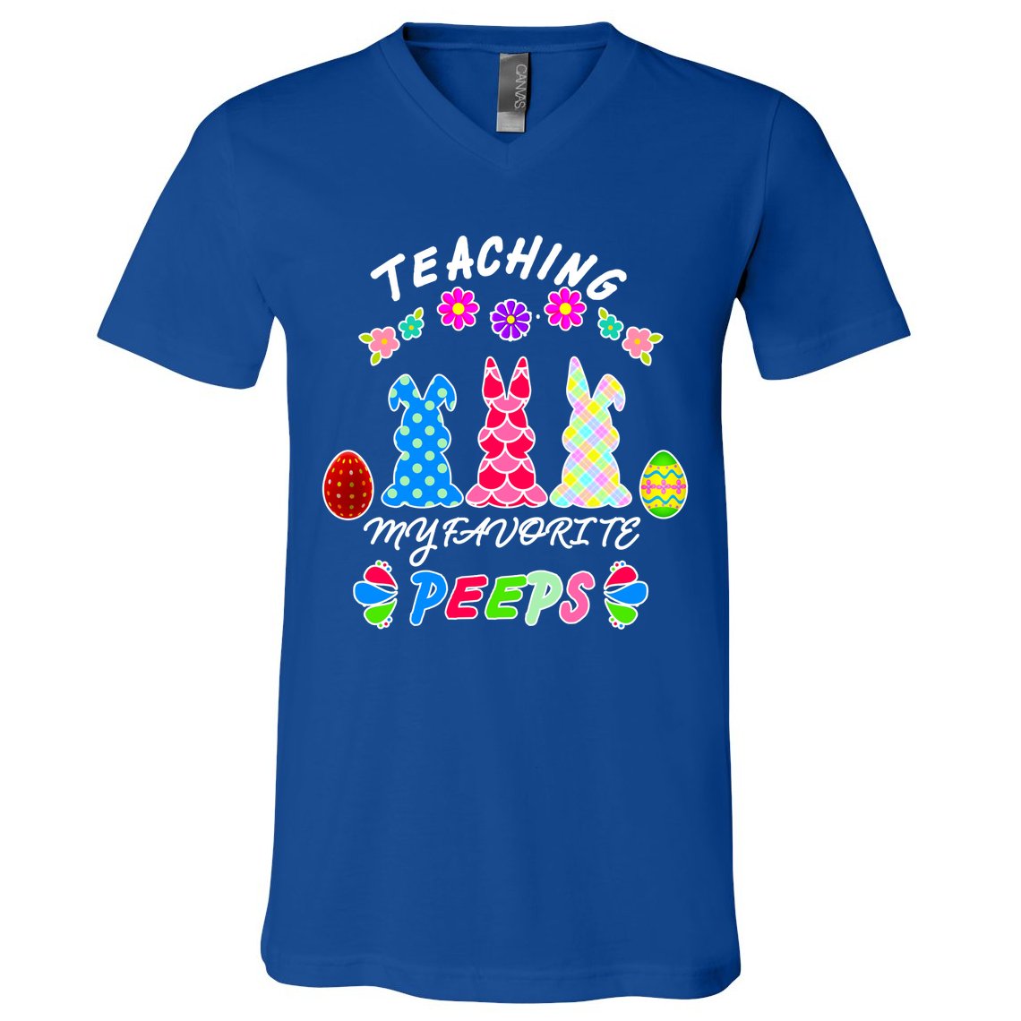 Teaching My Favorite Peeps Cute Easter Bunnies V-Neck T-Shirt