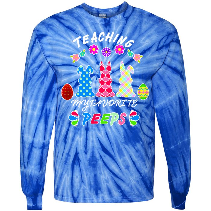 Teaching My Favorite Peeps Cute Easter Bunnies Tie-Dye Long Sleeve Shirt