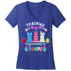 Teaching My Favorite Peeps Cute Easter Bunnies Women's V-Neck T-Shirt