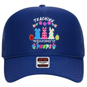 Teaching My Favorite Peeps Cute Easter Bunnies High Crown Mesh Back Trucker Hat