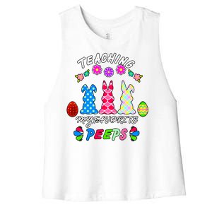 Teaching My Favorite Peeps Cute Easter Bunnies Women's Racerback Cropped Tank