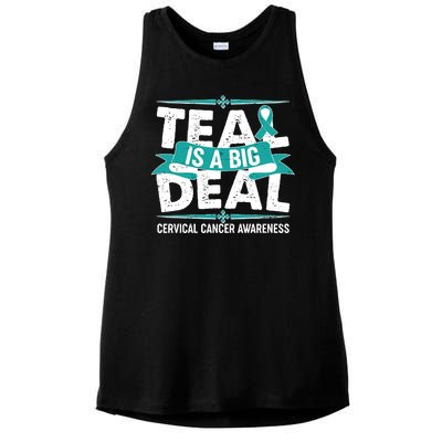 Teal Is A Big Deal Cervical Cancer Awareness Ladies PosiCharge Tri-Blend Wicking Tank