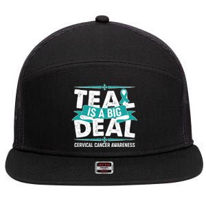 Teal Is A Big Deal Cervical Cancer Awareness 7 Panel Mesh Trucker Snapback Hat