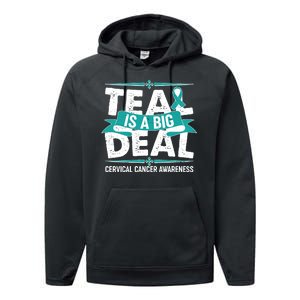 Teal Is A Big Deal Cervical Cancer Awareness Performance Fleece Hoodie