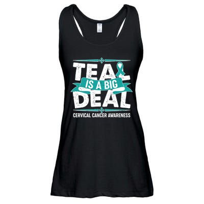 Teal Is A Big Deal Cervical Cancer Awareness Ladies Essential Flowy Tank