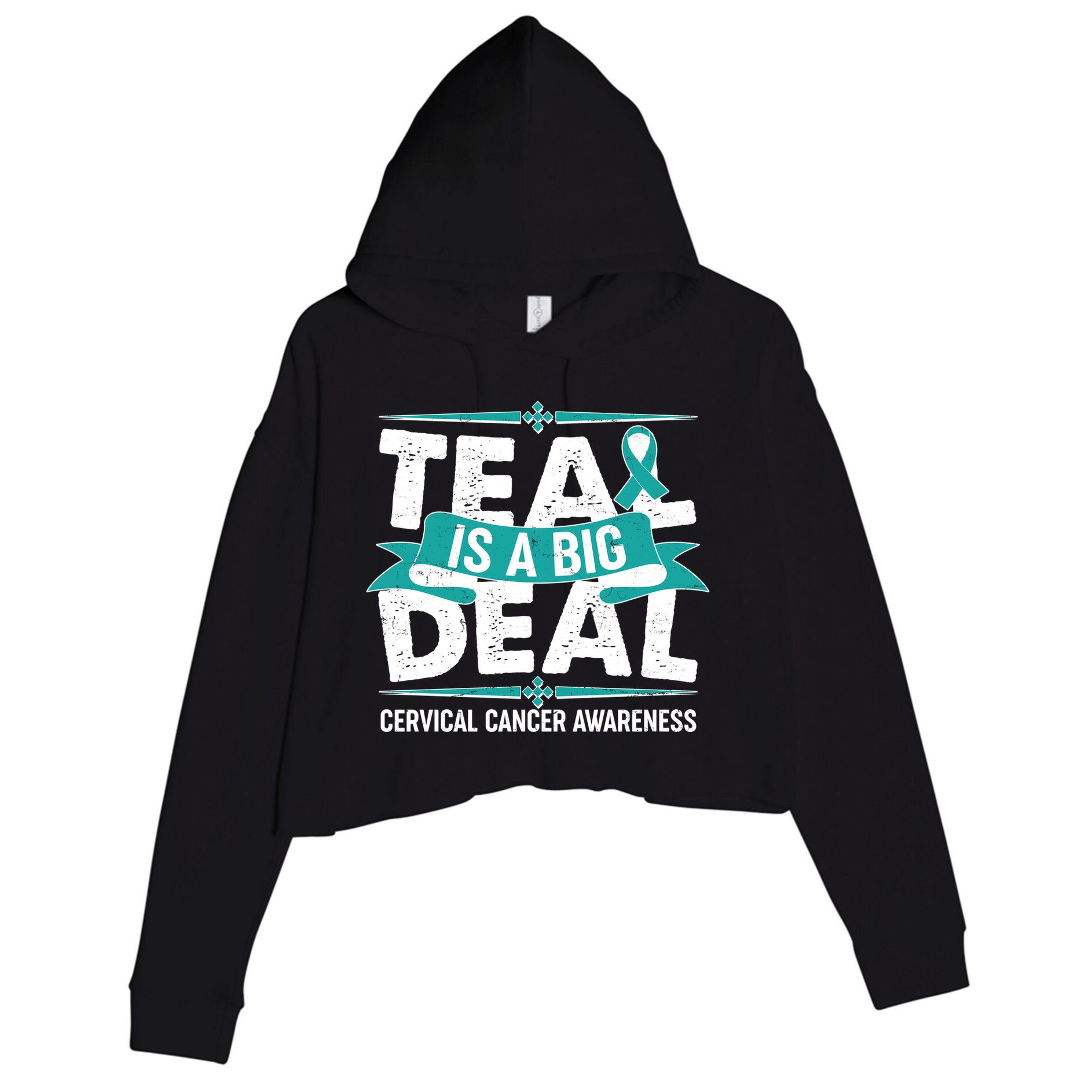 Teal Is A Big Deal Cervical Cancer Awareness Crop Fleece Hoodie