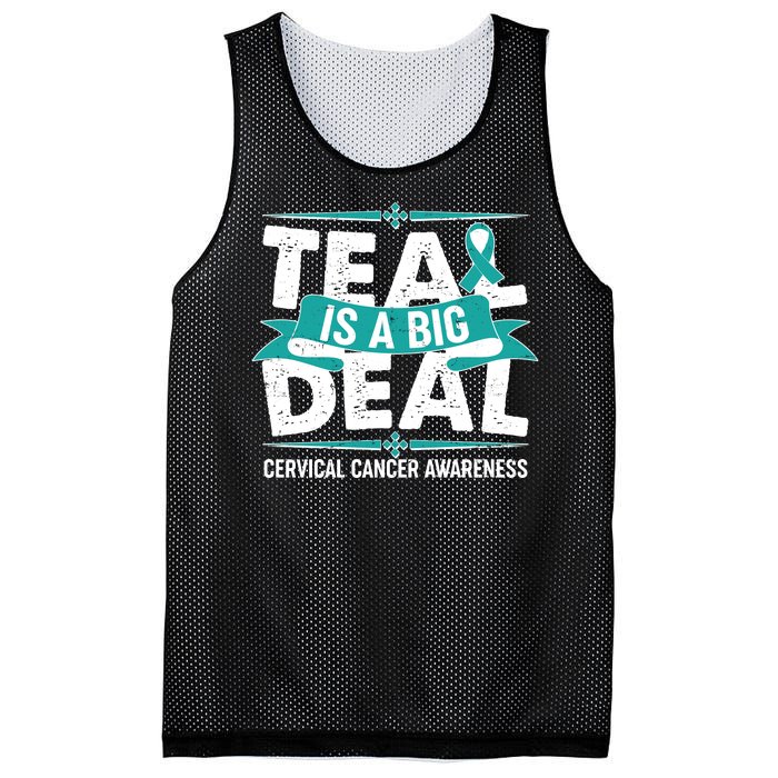 Teal Is A Big Deal Cervical Cancer Awareness Mesh Reversible Basketball Jersey Tank