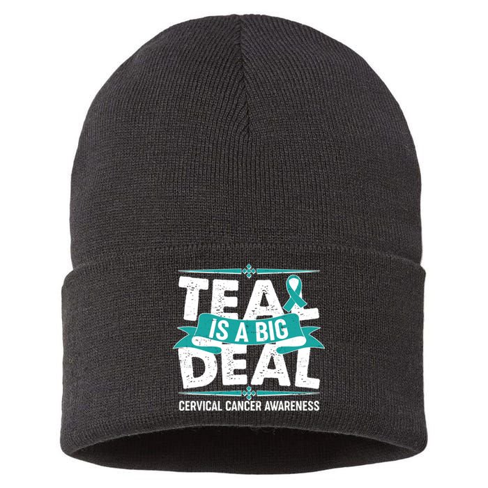 Teal Is A Big Deal Cervical Cancer Awareness Sustainable Knit Beanie