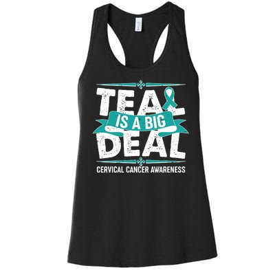 Teal Is A Big Deal Cervical Cancer Awareness Women's Racerback Tank