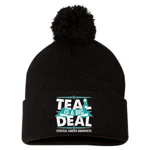 Teal Is A Big Deal Cervical Cancer Awareness Pom Pom 12in Knit Beanie