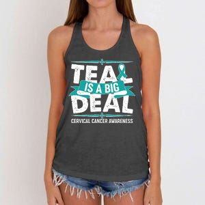 Teal Is A Big Deal Cervical Cancer Awareness Women's Knotted Racerback Tank