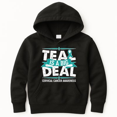 Teal Is A Big Deal Cervical Cancer Awareness Kids Hoodie