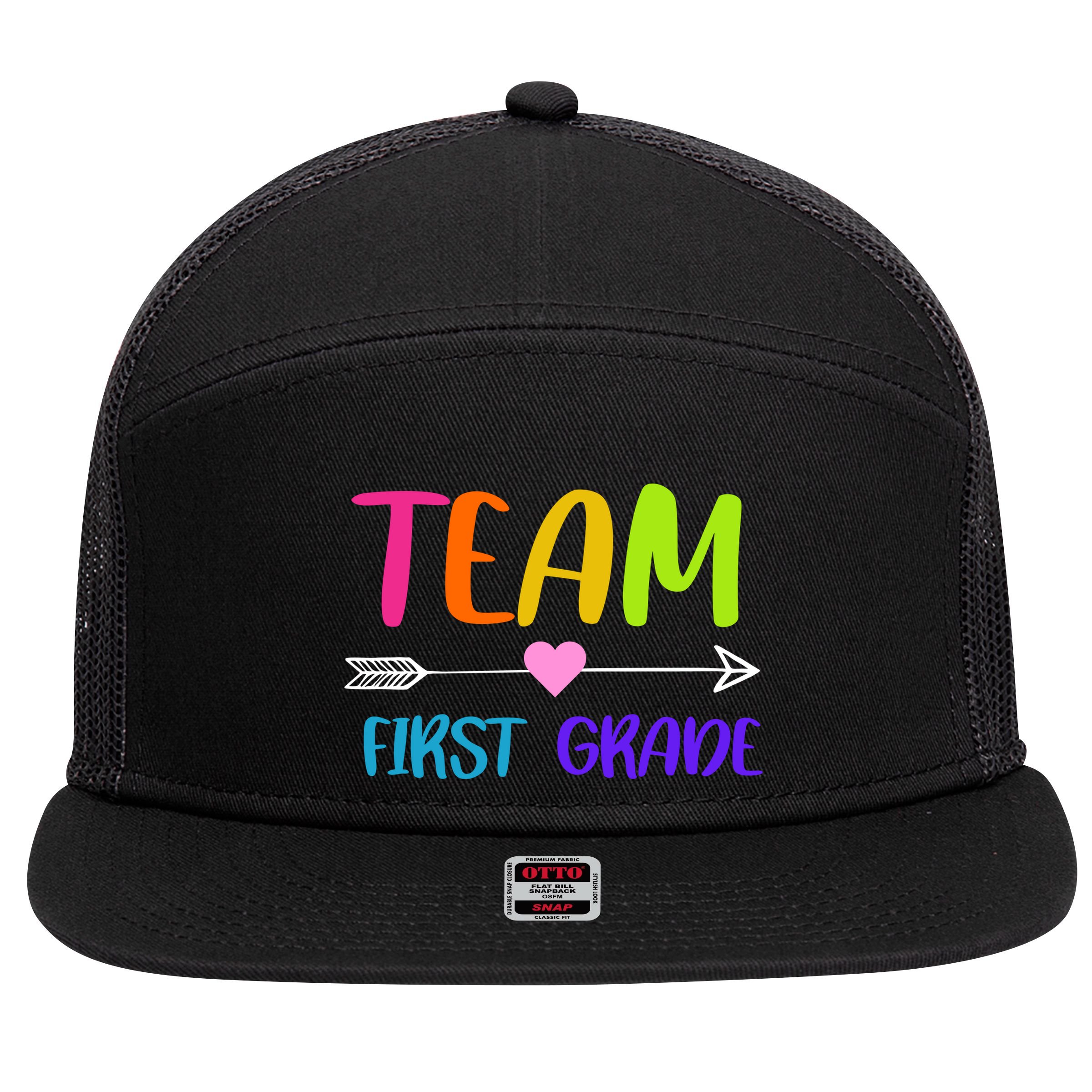 Team 1st Grade Arrow Heart 7 Panel Mesh Trucker Snapback Hat