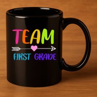 Team 1st Grade Arrow Heart 11oz C Handle Ceramic Mug