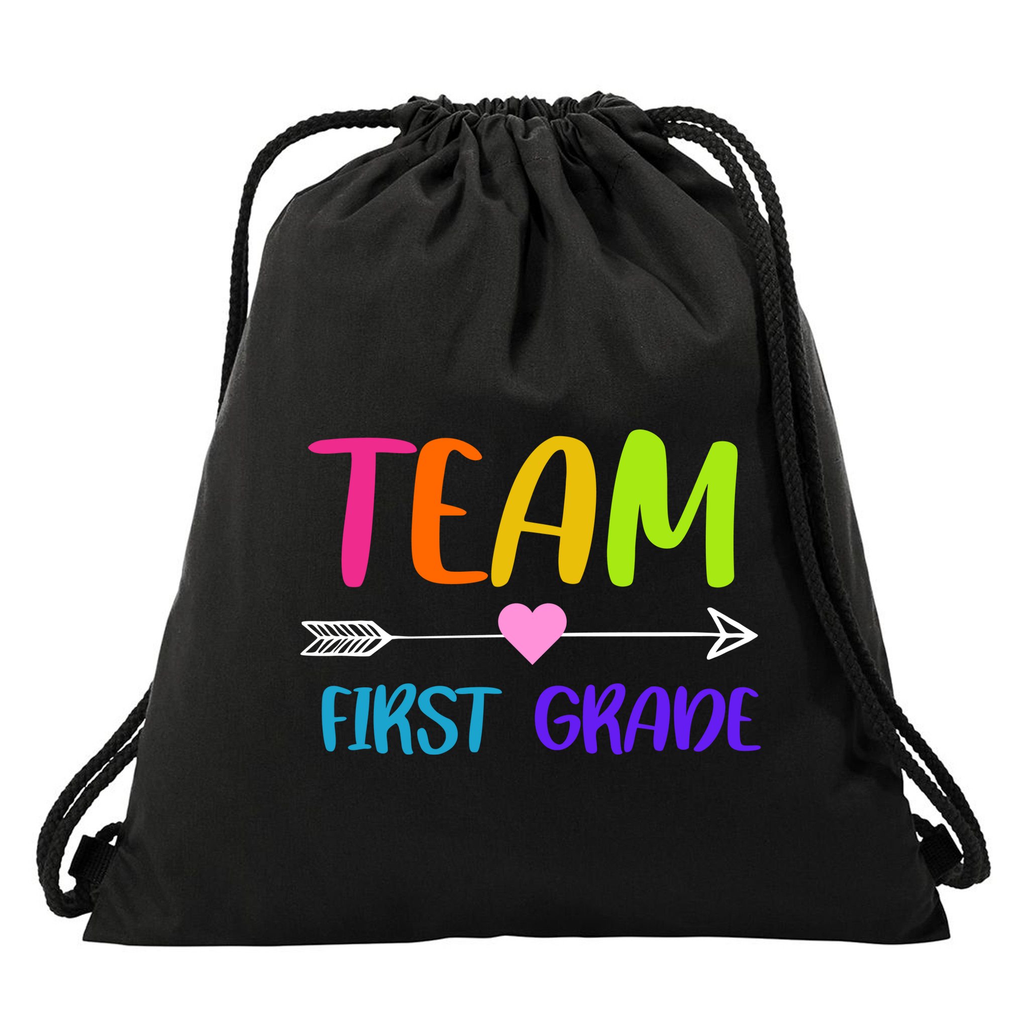 Team 1st Grade Arrow Heart Drawstring Bag