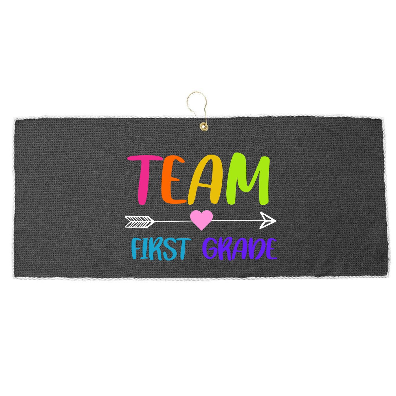 Team 1st Grade Arrow Heart Large Microfiber Waffle Golf Towel