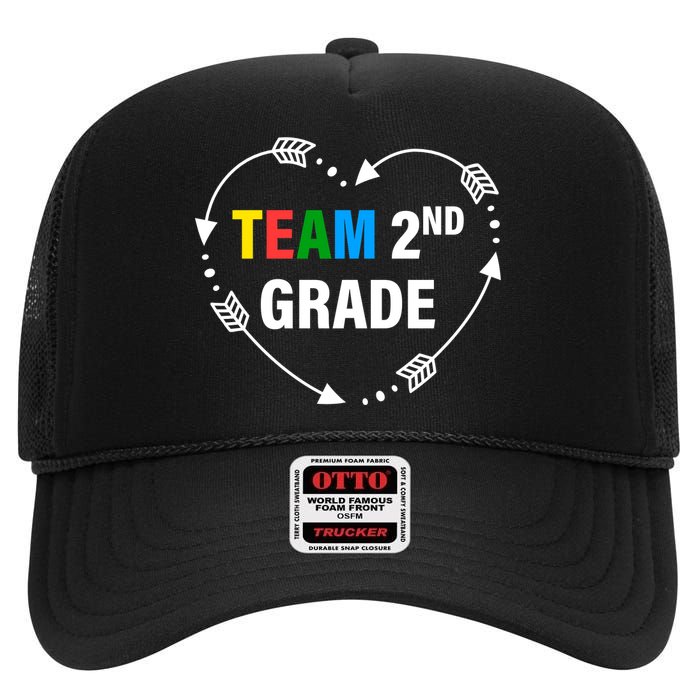 Team 2nd Grade Arrow Heart High Crown Mesh Back Trucker Hat