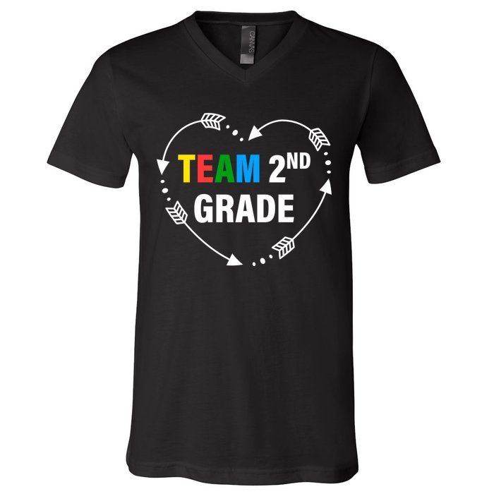 Team 2nd Grade Arrow Heart V-Neck T-Shirt