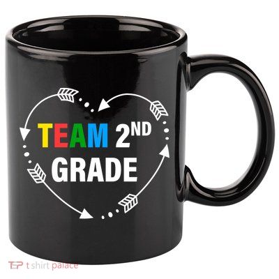 Team 2nd Grade Arrow Heart 11oz C Handle Ceramic Mug