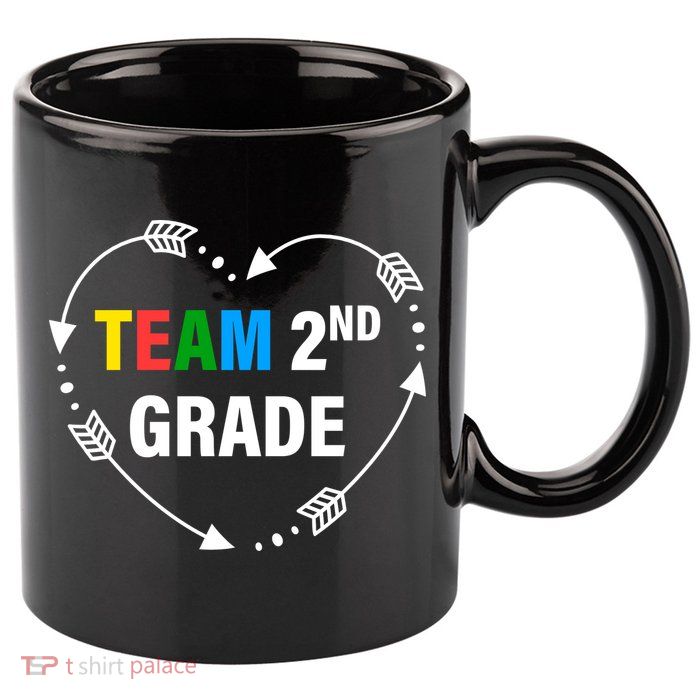 Team 2nd Grade Arrow Heart 11oz C Handle Ceramic Mug