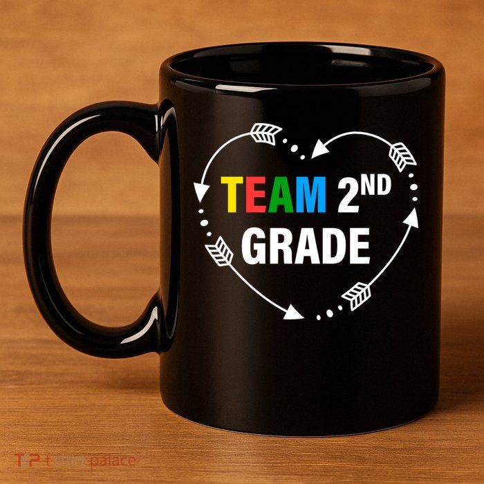 Team 2nd Grade Arrow Heart 11oz C Handle Ceramic Mug