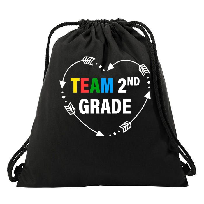 Team 2nd Grade Arrow Heart Drawstring Bag