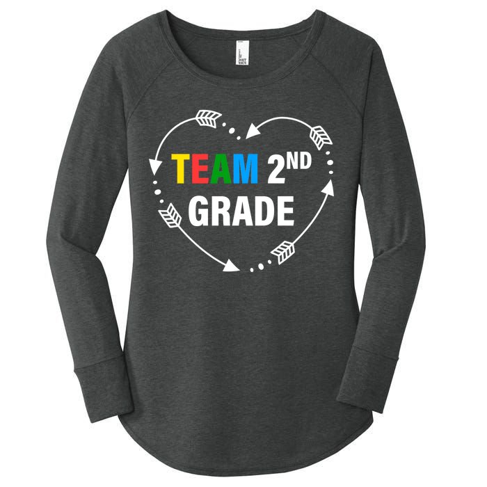 Team 2nd Grade Arrow Heart Women's Perfect Tri Tunic Long Sleeve Shirt