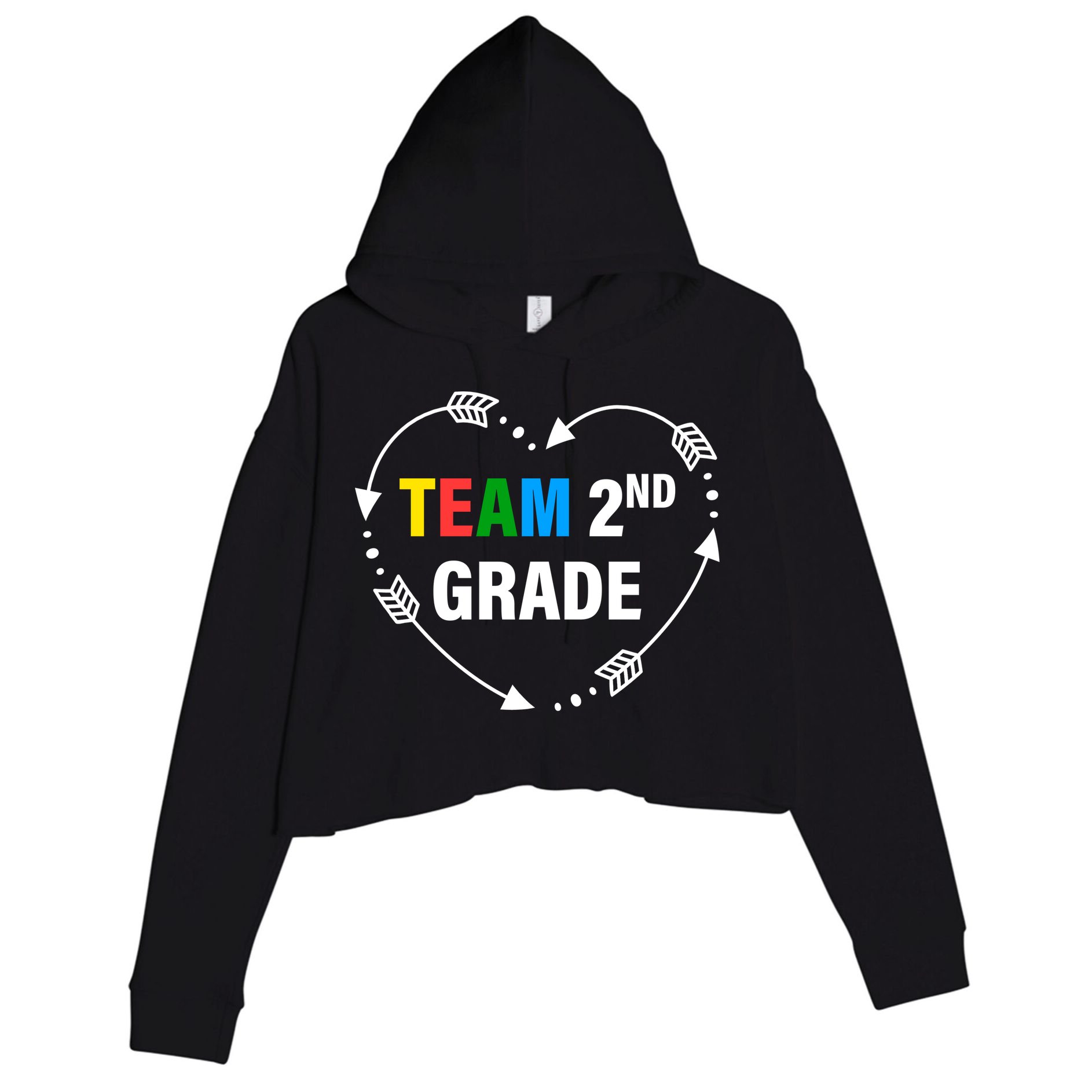 Team 2nd Grade Arrow Heart Crop Fleece Hoodie