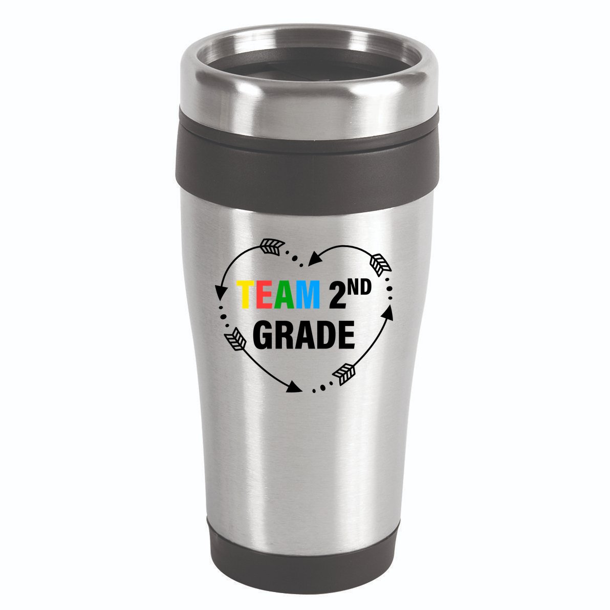 Team 2nd Grade Arrow Heart 16oz Travel Tumbler