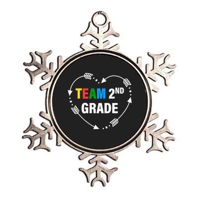 Team 2nd Grade Arrow Heart Metallic Star Ornament