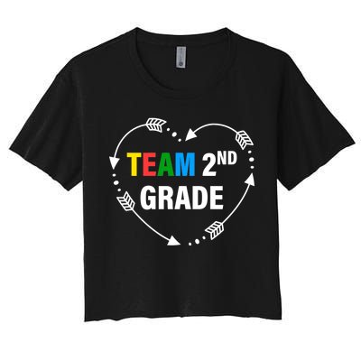 Team 2nd Grade Arrow Heart Women's Crop Top Tee