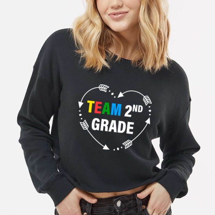 Team 2nd Grade Arrow Heart Cropped Pullover Crew