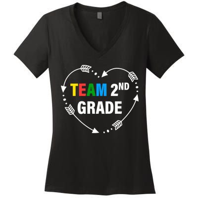 Team 2nd Grade Arrow Heart Women's V-Neck T-Shirt