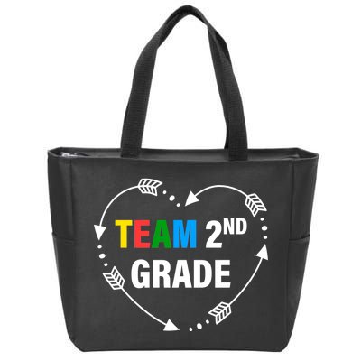 Team 2nd Grade Arrow Heart Zip Tote Bag