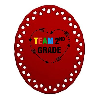 Team 2nd Grade Arrow Heart Ceramic Oval Ornament