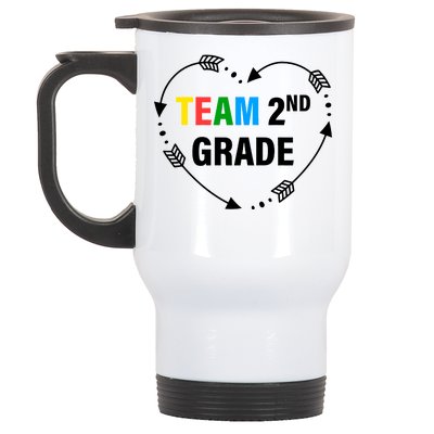 Team 2nd Grade Arrow Heart Stainless Steel Travel Mug